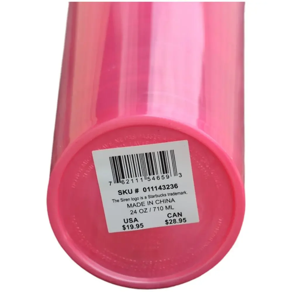 NWT Starbucks Pink Marble Bubblegum Cold Cup Tumbler Venti 24 oz. 2023